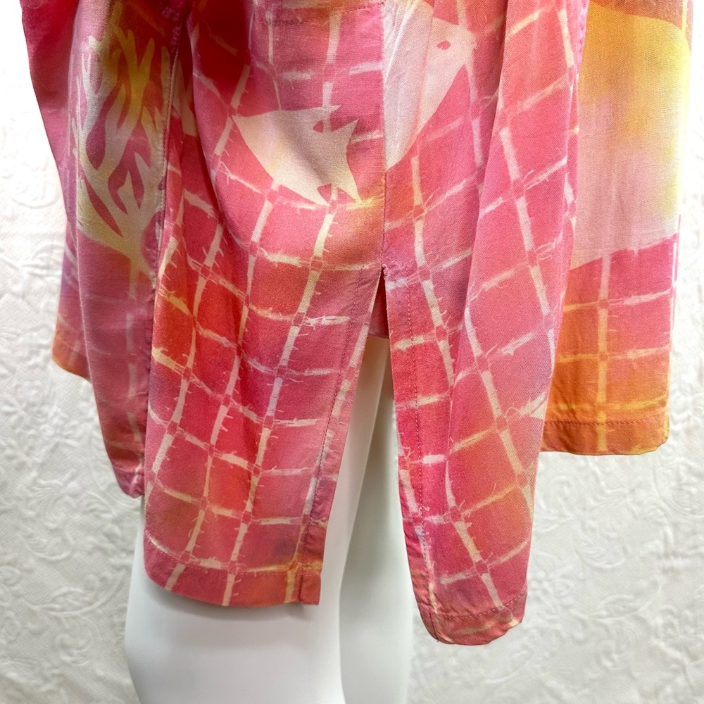 Paul M Ropp 70s VTG Oversized Batik Button Down Fish Tunic - Picture 12 of 15